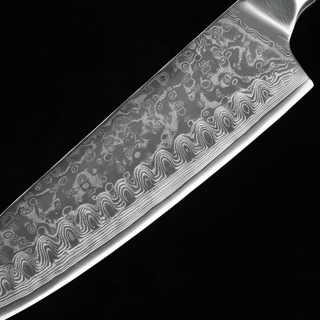 close up of santoku blade